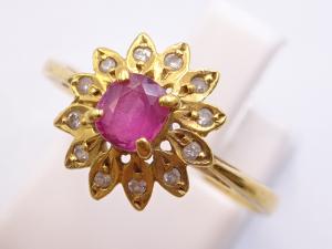 K18 ルビー ダイヤ リング 1.8g